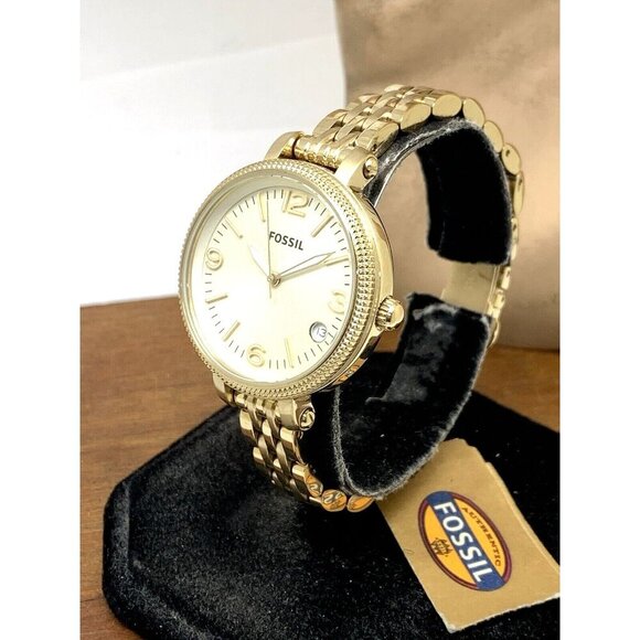 Fossil Women's Watch ES3181 Heather Quartz Gold Dial Stainless Steel 34mm - Picture 2 of 13